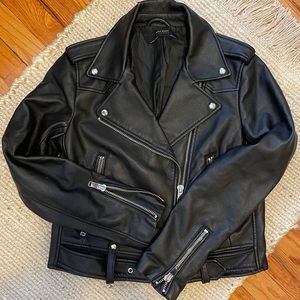 Zara Womens moto faux leather jacket